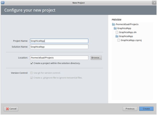 Entering the details for the project